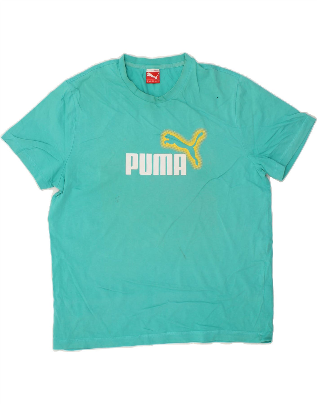PUMA Mens Graphic T-Shirt Top XL Turquoise Cotton Vintage Puma and Second-Hand Puma from Messina Hembry 