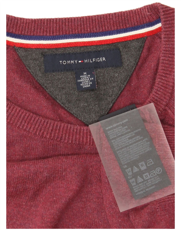 Tommy Hilfiger Mens Crew Neck Jumper Sweater Medium Red Cotton