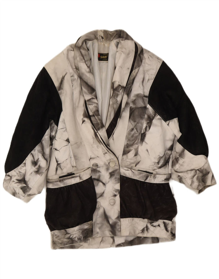 Vintage Womens Oversized Jacket UK 16 Large White Colourblock