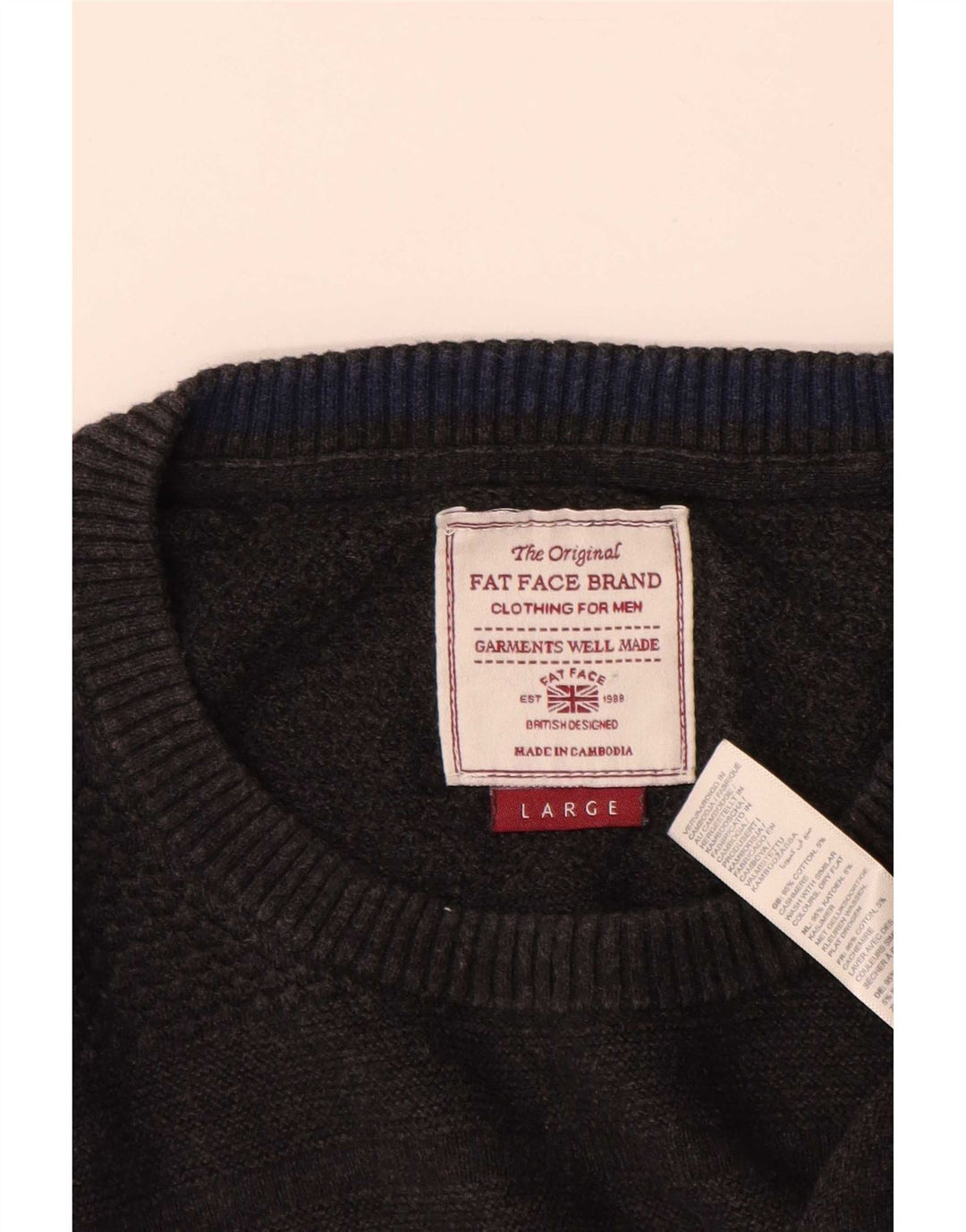 Fat Face Mens Crew Neck Jumper Sweater Large Grey Cotton