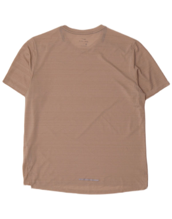 Nike Mens Dri Fit T-Shirt Top Large Pink Pinstripe Polyester