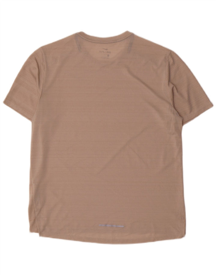 Nike Mens Dri Fit T-Shirt Top Large Pink Pinstripe Polyester
