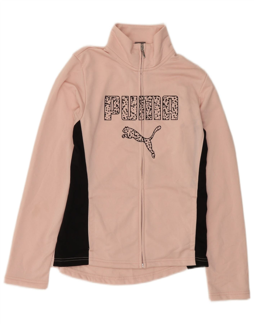 PUMA Girls Graphic Tracksuit Top Jacket 13-14 Years Pink Colourblock