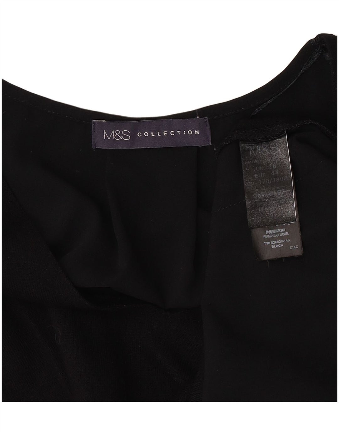 Marks & Spencer Womens Long Sleeve Blouse Top UK 16 Large Black Floral