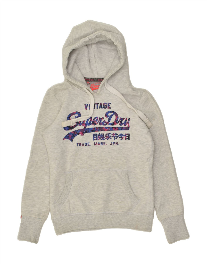 SUPERDRY Womens Vintage Graphic Hoodie Jumper UK 10 Small Grey Cotton | Vintage Superdry | Thrift | Second-Hand Superdry | Used Clothing | Messina Hembry 