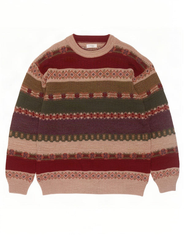 Vintage Mens Crew Neck Jumper Sweater IT 50 Medium Multicoloured Fair Isle