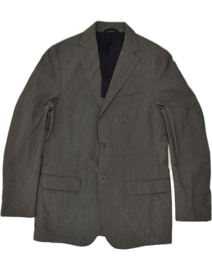 MASSIMO DUTTI Mens 2 Button Blazer Jacket UK 38 Medium Grey Cotton | Vintage Massimo Dutti | Thrift | Second-Hand Massimo Dutti | Used Clothing | Messina Hembry 