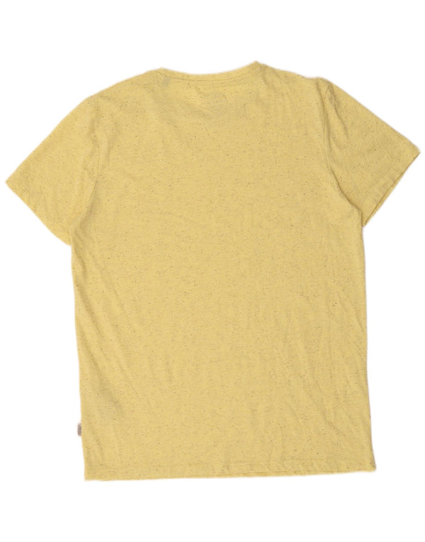 Jack & Jones Mens T-Shirt Top XL Yellow Flecked Cotton