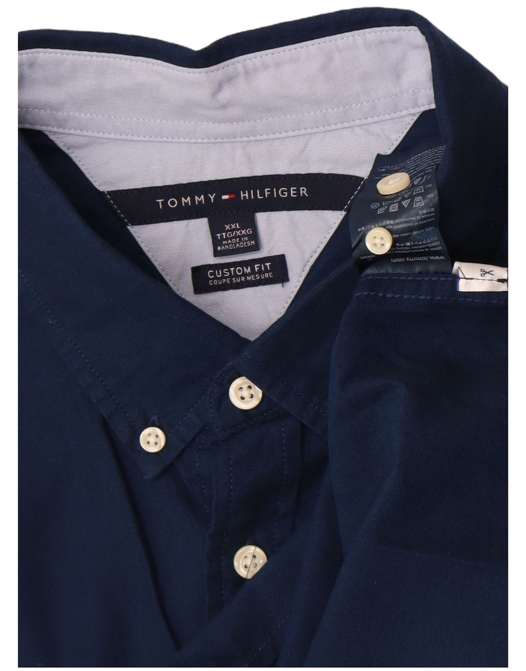 Tommy Hilfiger Mens Custom Fit Shirt 2XL Navy Blue Cotton