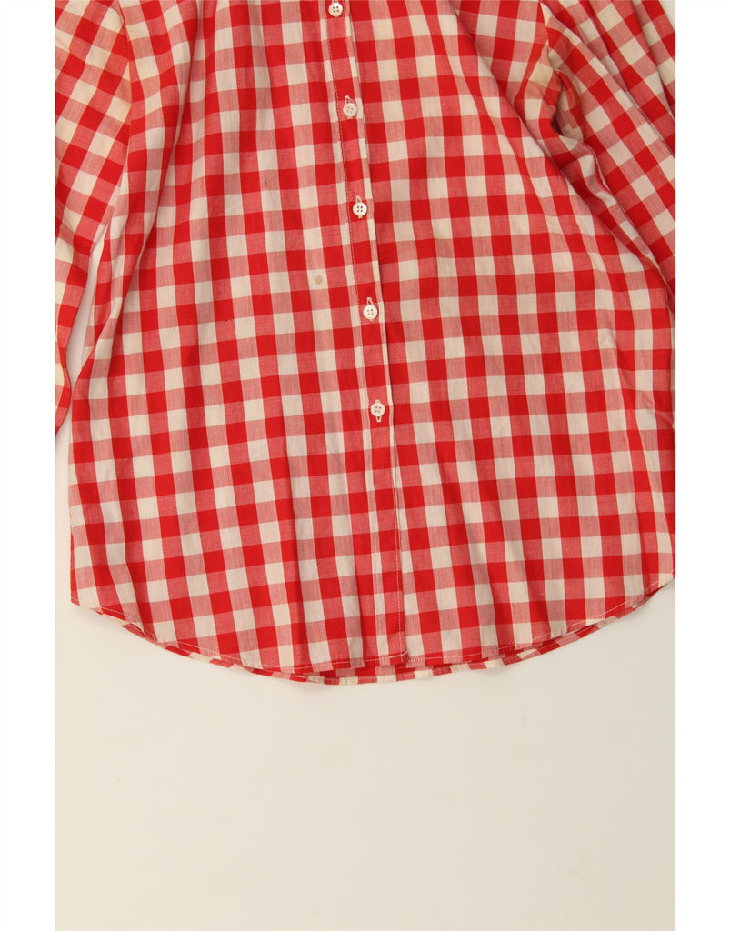 EMMANUEL SCHVILI Womens Longline Shirt UK 10 Small Red Gingham Cotton Vintage Emmanuel Schvili and Second-Hand Emmanuel Schvili from Messina Hembry 