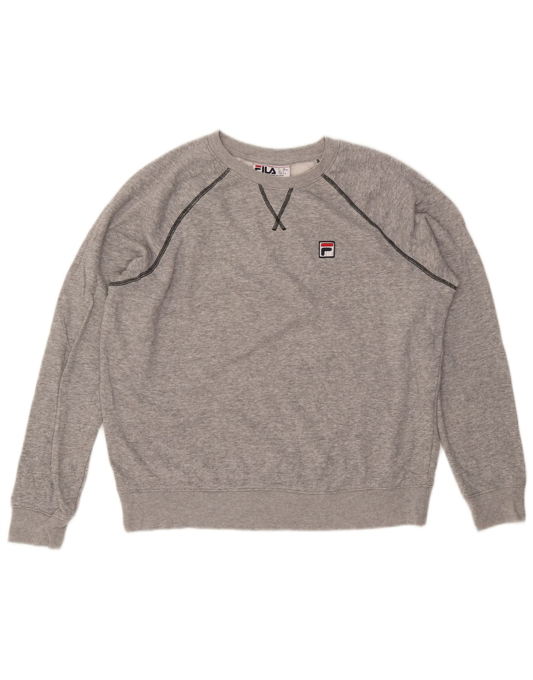 FILA Womens Sweatshirt Jumper UK 16 Large Grey Flecked Cotton