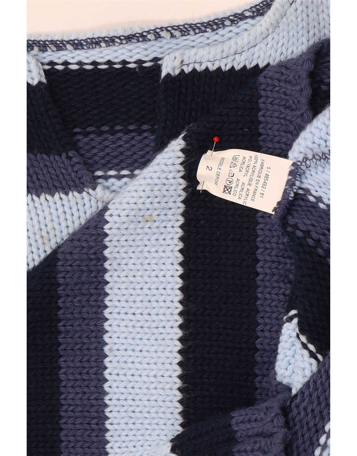 Vintage Womens V-Neck Jumper Sweater UK 12 Medium Multicoloured Striped