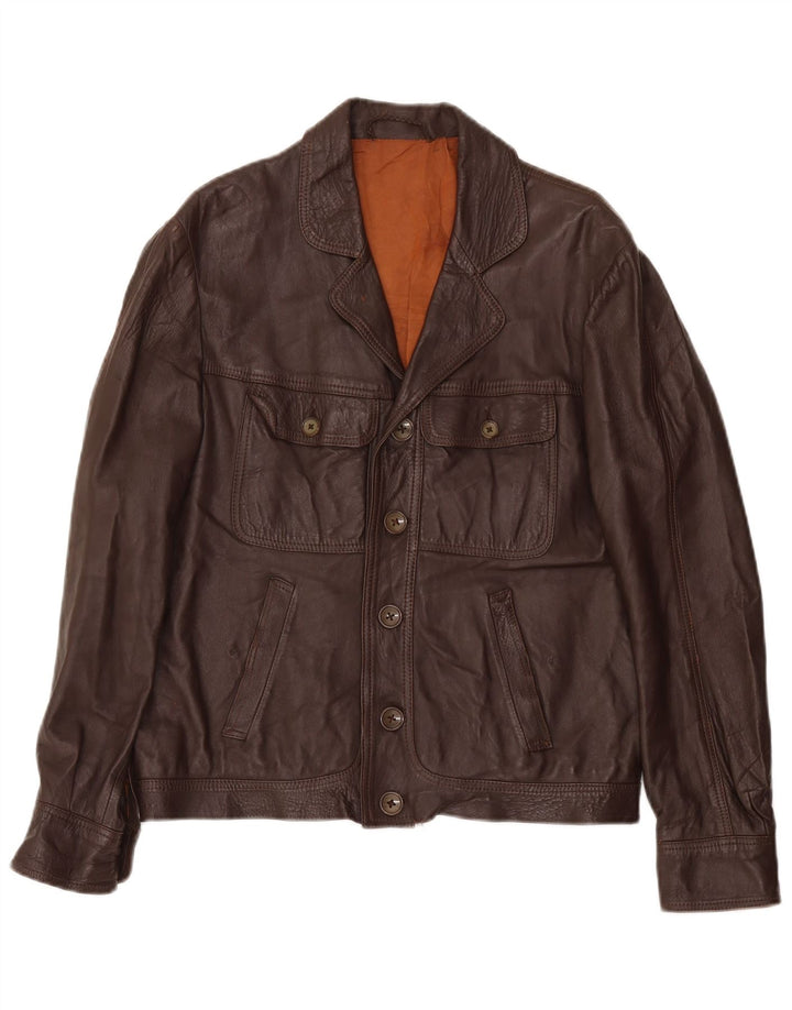 Vintage Mens Leather Jacket UK 36 Small Brown