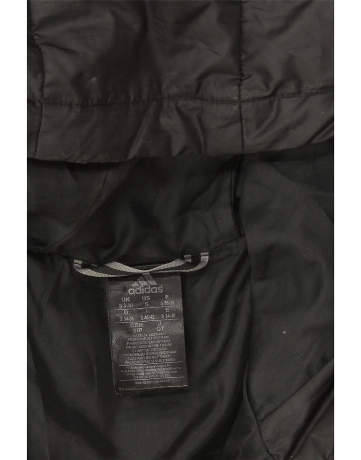 Adidas Womens Hooded Padded Jacket UK 8/10 Small Black Polyester