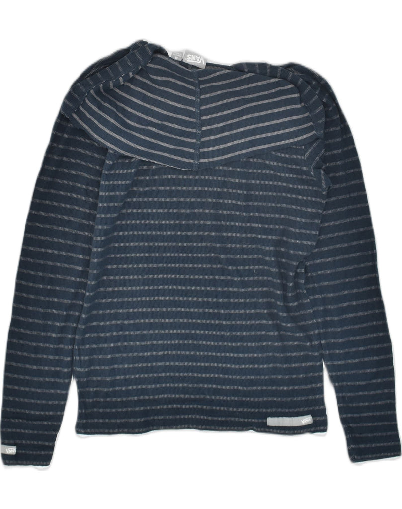 VANS Womens Top Long Sleeve UK 12 Medium Navy Blue Striped Cotton | Vintage Vans | Thrift | Second-Hand Vans | Used Clothing | Messina Hembry 