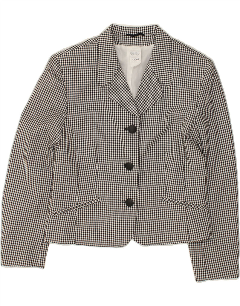 VINTAGE Womens 3 Button Blazer Jacket UK 10 Small  Grey Houndstooth | Vintage Vintage | Thrift | Second-Hand Vintage | Used Clothing | Messina Hembry 