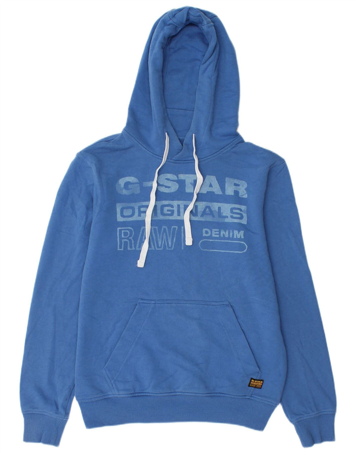 G-Star Womens Oversized Graphic Hoodie Jumper UK 10 Small Blue Cotton