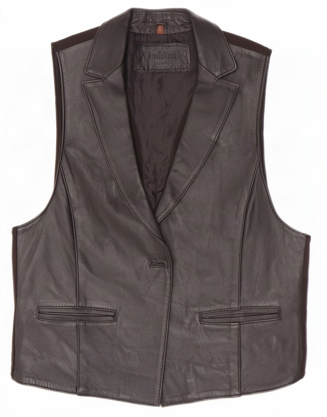 Conbipel Womens Waistcoat IT 44 Medium Black Leather