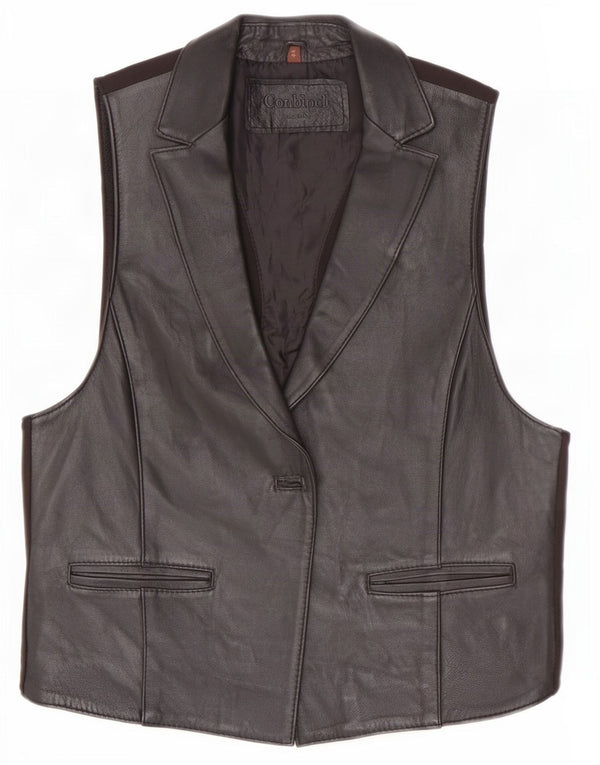 Conbipel Womens Waistcoat IT 44 Medium Black Leather