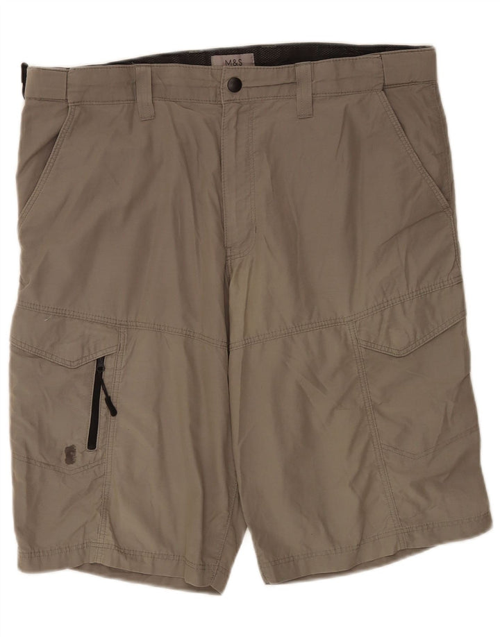 Marks & Spencer Mens Cargo Shorts W36 Large  Grey Cotton