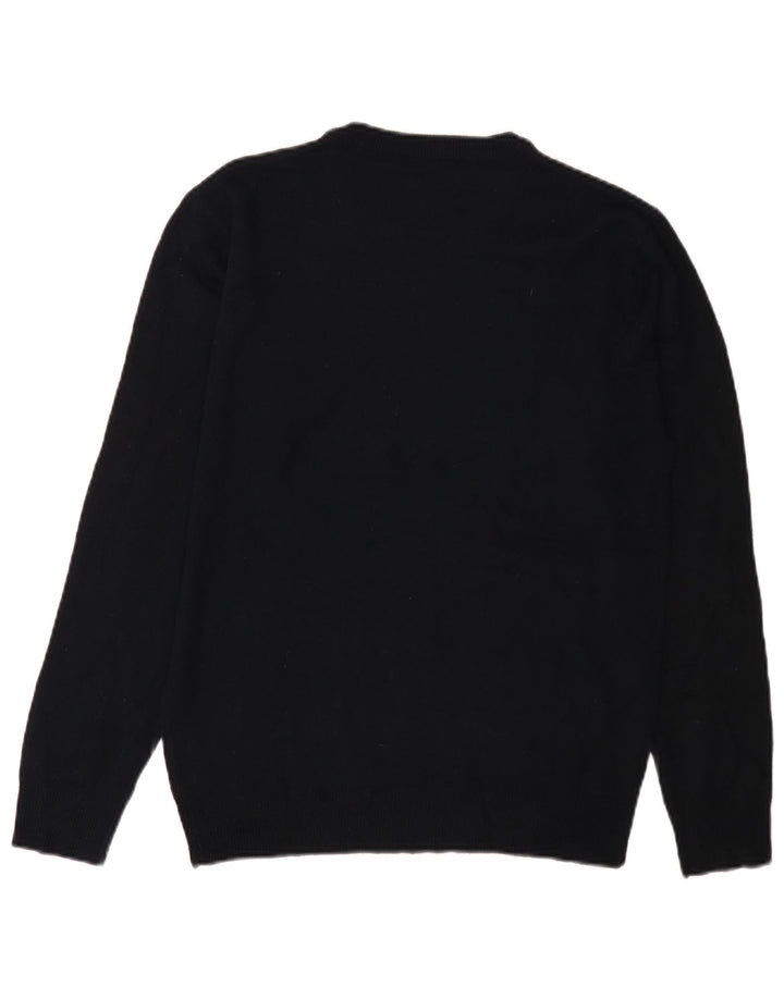 PIERRE CARDIN Mens Crew Neck Jumper Sweater Small Black Acrylic