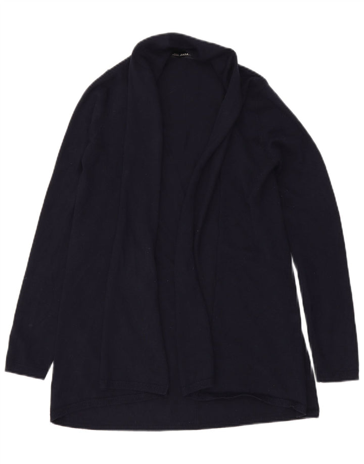 ZARA Womens Longline Open Cardigan Sweater UK 12 Medium Navy Blue