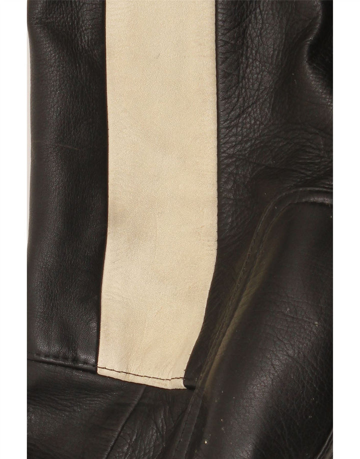 Vintage Mens Leather Biker Trousers W34 L30 Black Colourblock