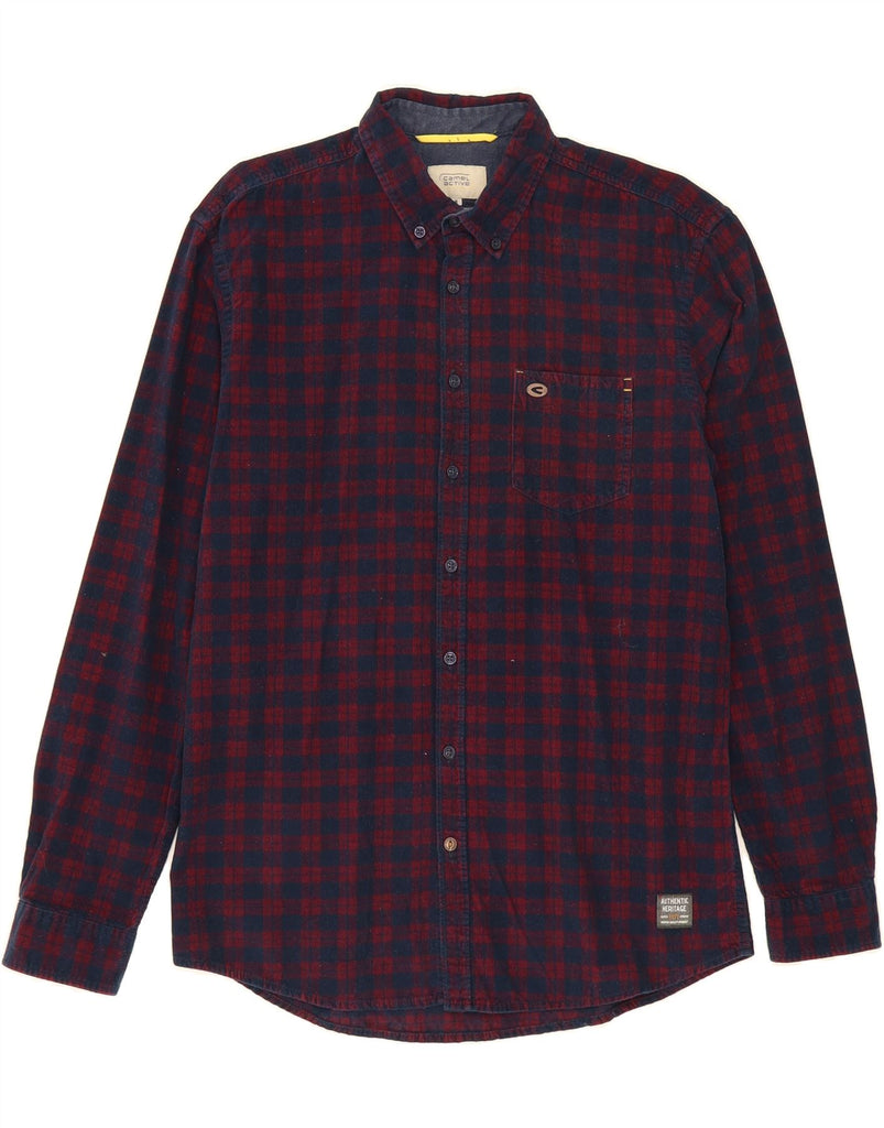 CAMEL ACTIVE Mens Regular Fit Corduroy Shirt Medium Navy Blue Check Cotton Vintage Camel Active and Second-Hand Camel Active from Messina Hembry 