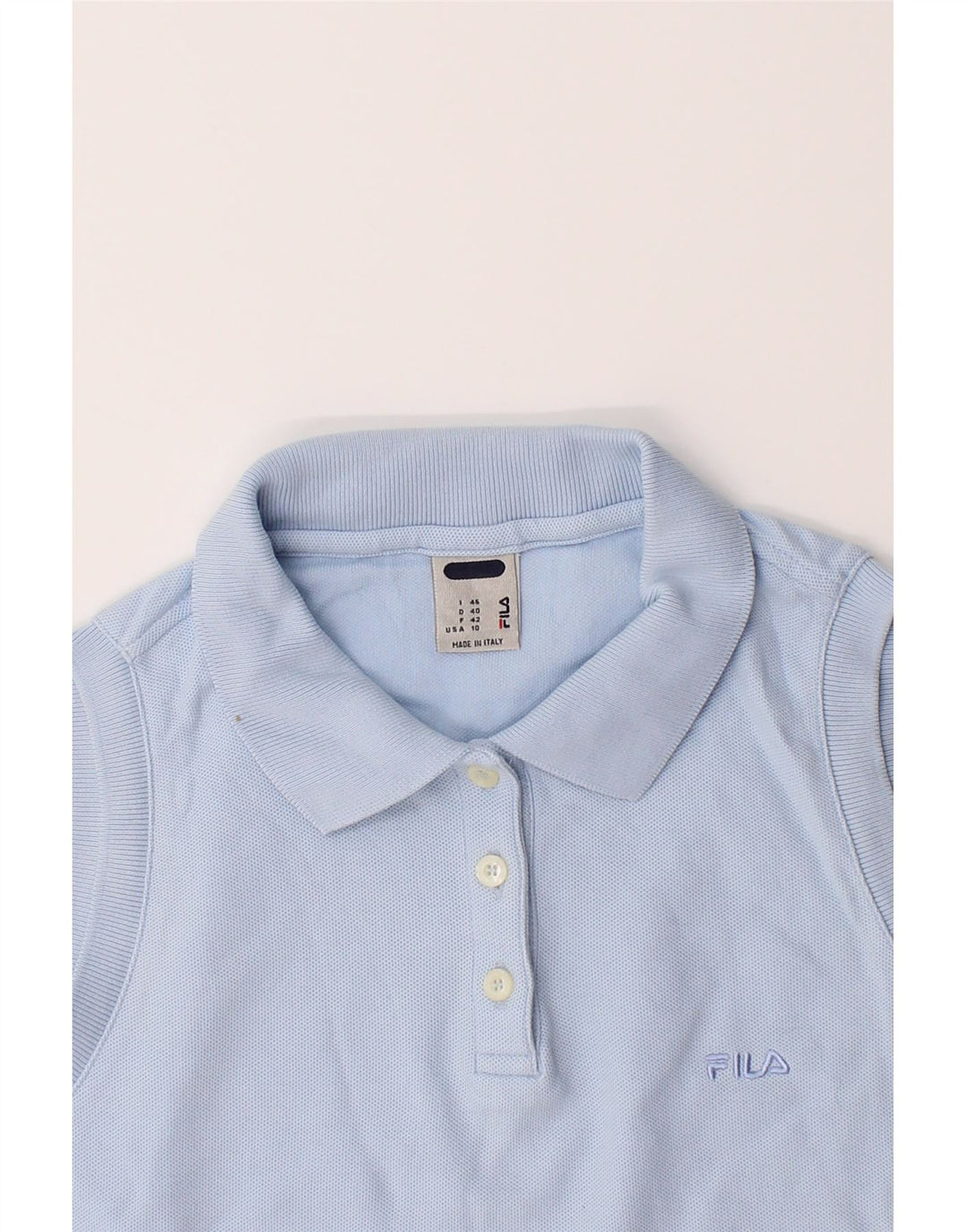 FILA Womens Sleeveless Polo Shirt IT 46 Large Blue Cotton Vintage Fila and Second-Hand Fila from Messina Hembry 