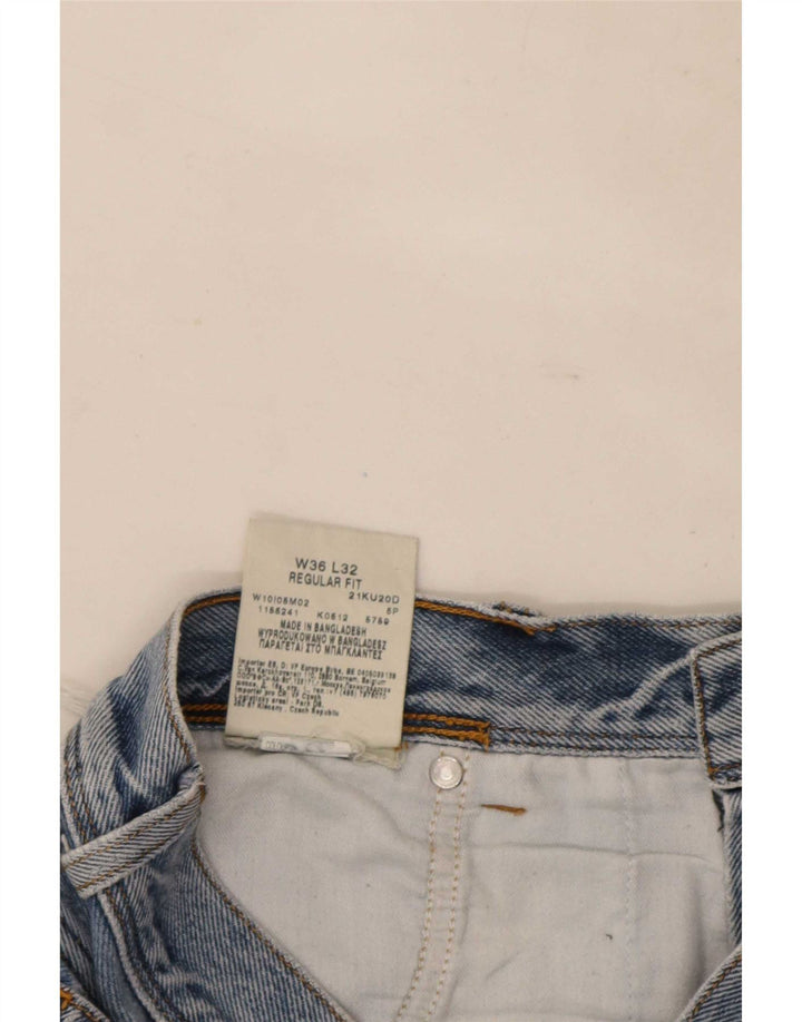 Wrangler Mens Regular Fit Straight Jeans W36 L32 Blue Cotton