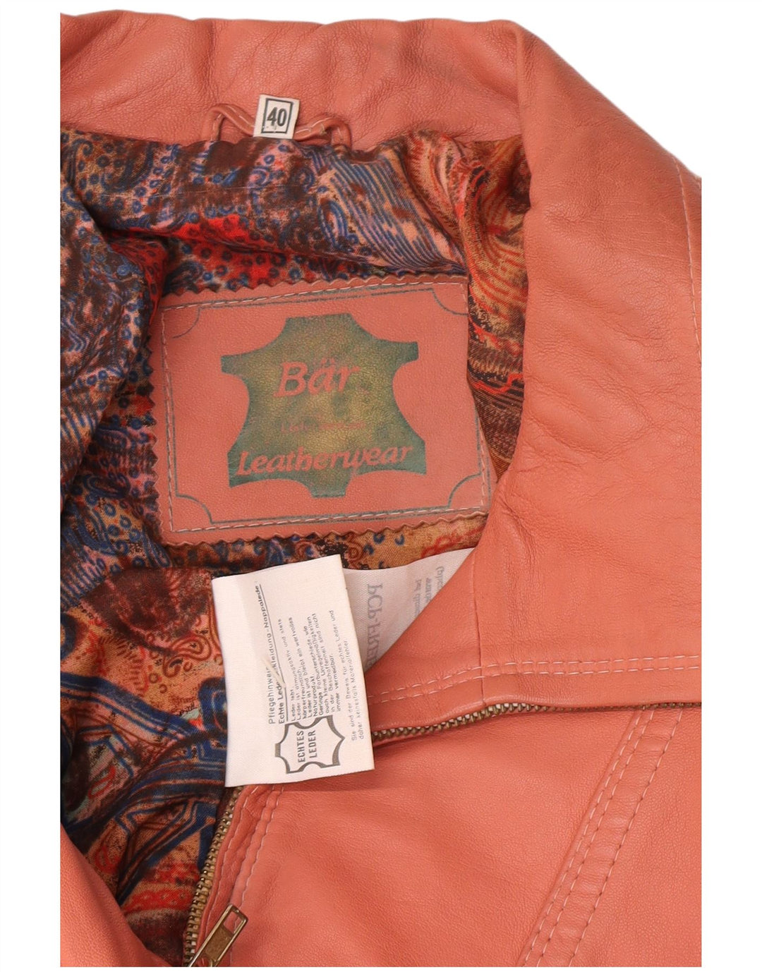 Vintage Womens Oversized Leather Jacket EU 40 Medium Pink Leather