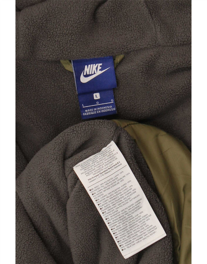 Nike Mens Hooded Windbreaker Jacket UK 40 Large Khaki Colourblock Polyester