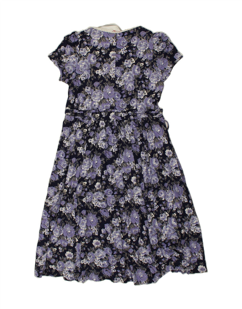 RENE' DERHY Womens Short Sleeves Maxi Dress UK 16 Large Navy Blue Floral Vintage Rene' Derhy and Second-Hand Rene' Derhy from Messina Hembry 