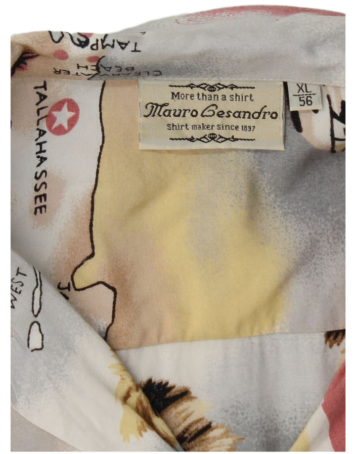 MAURO GESANDRO Mens Abstract Pattern Short Sleeve Shirt XL Multicoloured