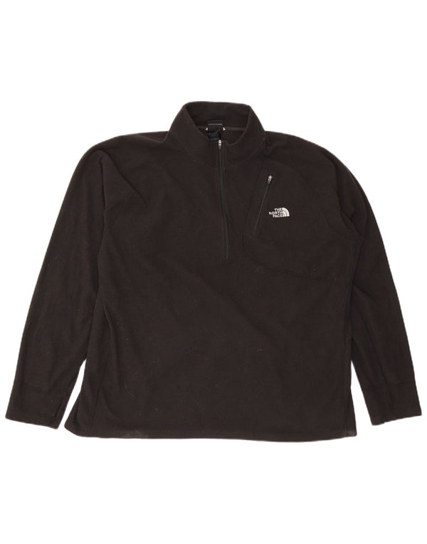 The North Face Mens Zip Neck Fleece Jumper 2XL Black Polyester