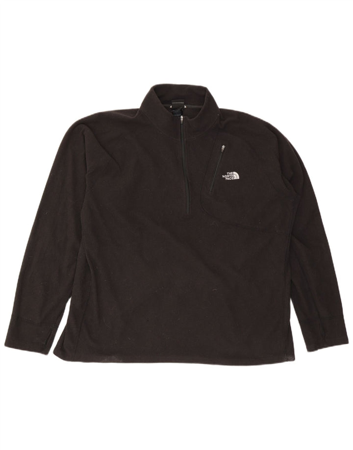 The North Face Mens Zip Neck Fleece Jumper 2XL Black Polyester