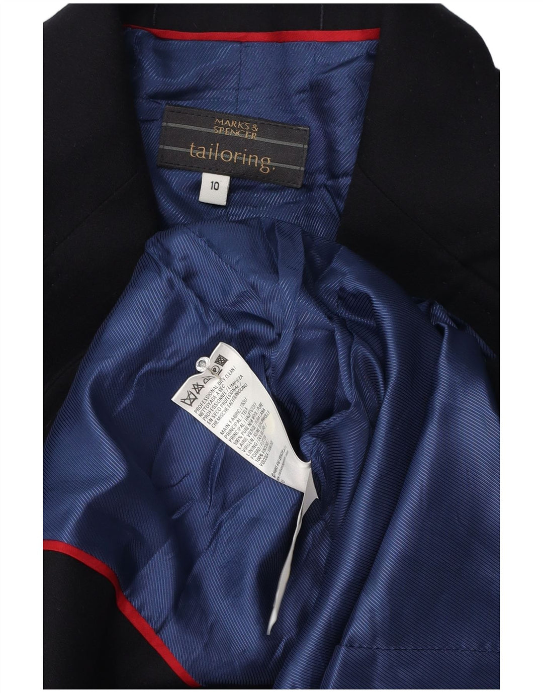 Marks & Spencer Womens 2 Button Blazer Jacket UK 10 Small Navy Blue Wool