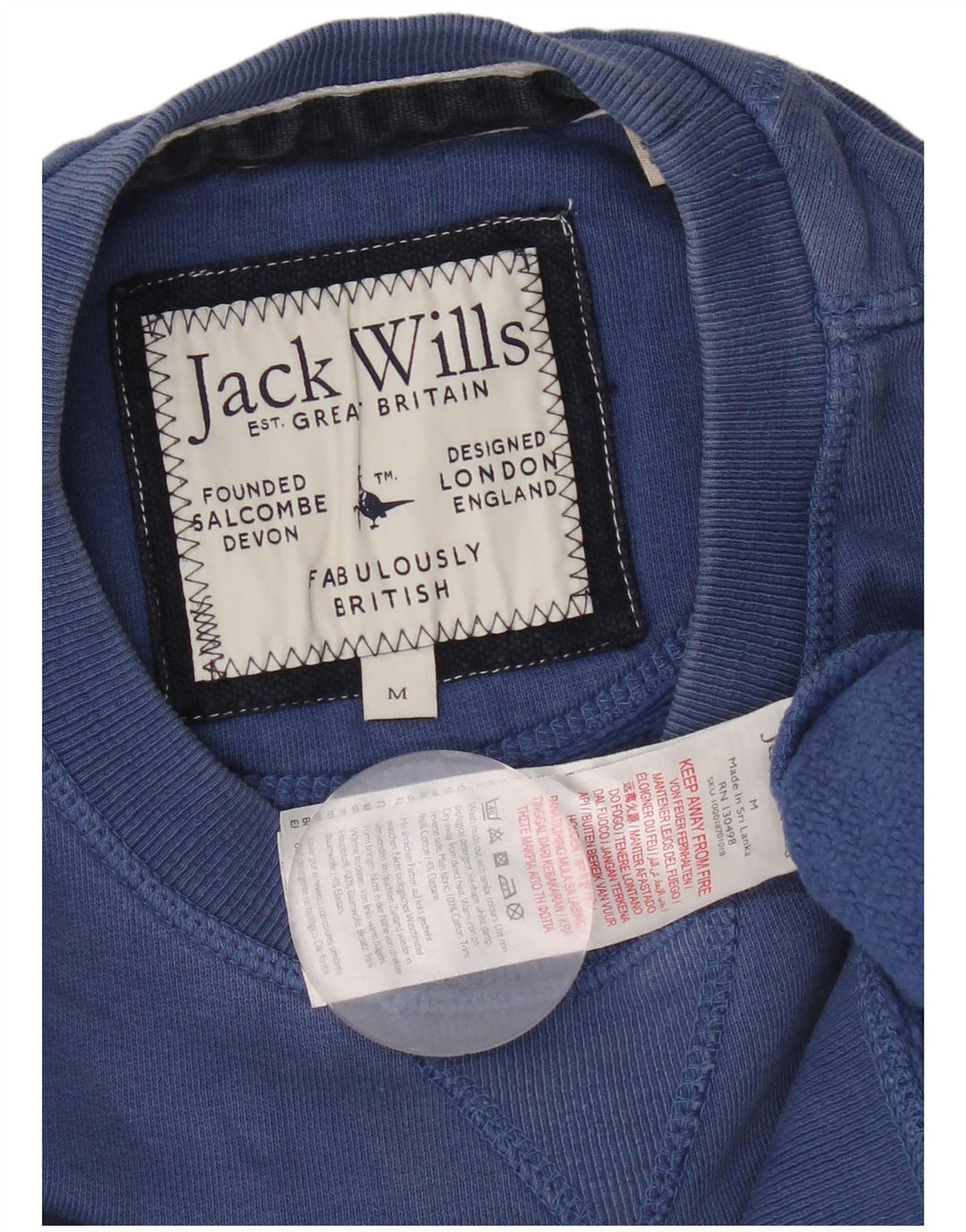 Jack Wills Mens Graphic Sweatshirt Jumper Medium Blue Cotton