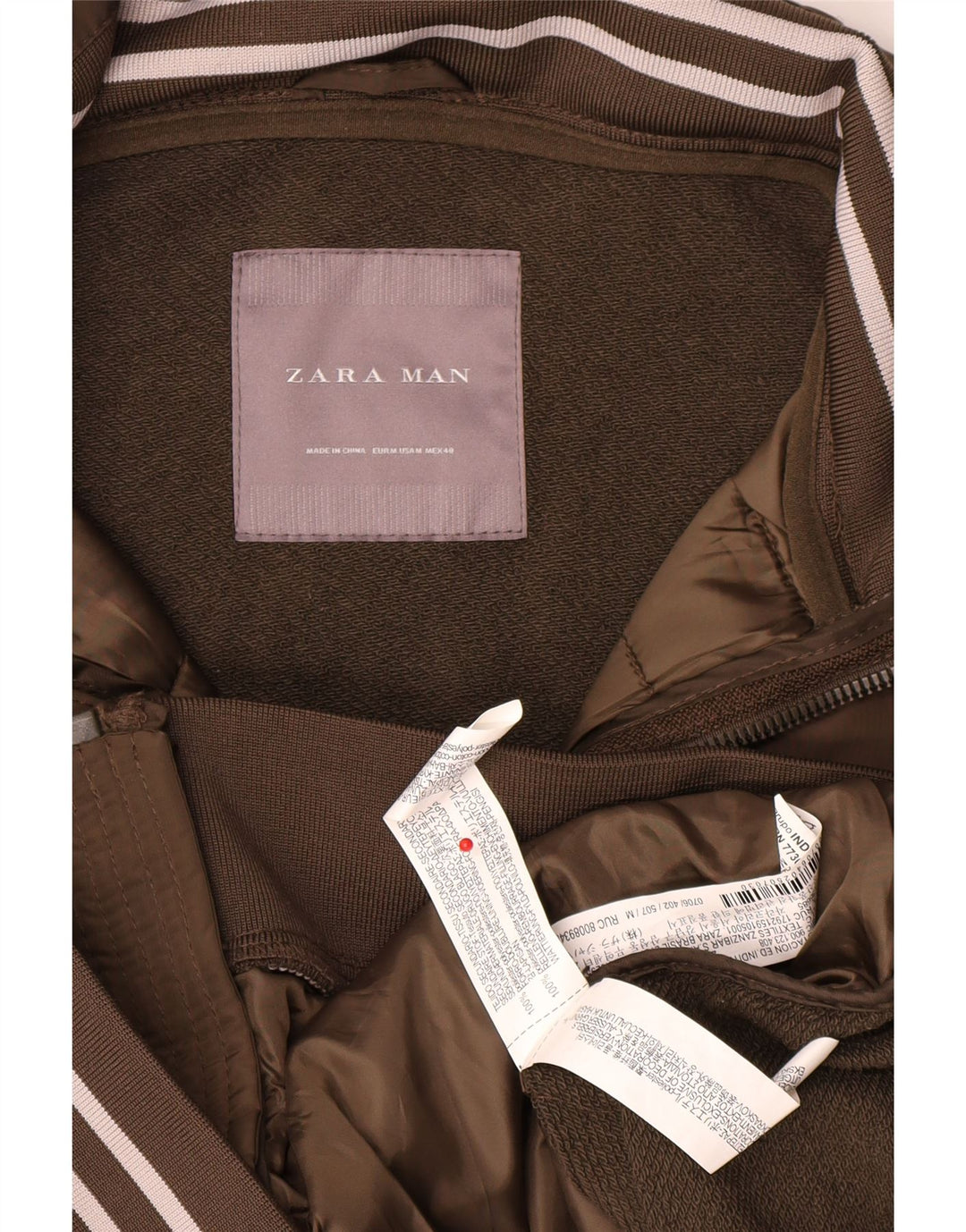 Zara Mens Tracksuit Top Jacket Medium Khaki Colourblock Polyester