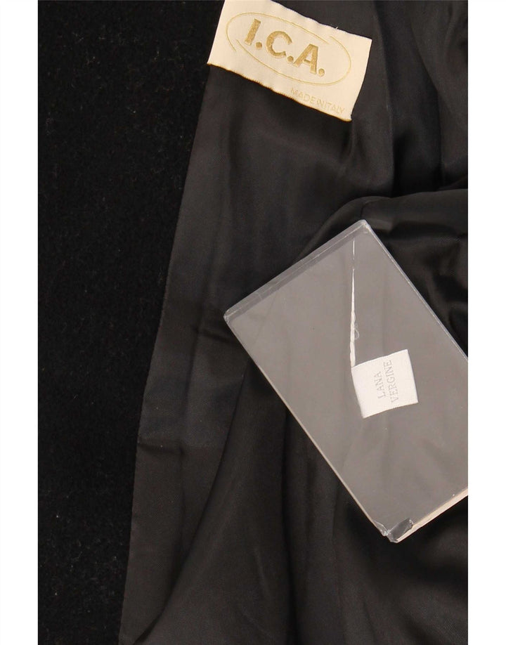 Vintage Womens Overcoat UK 14 Medium Black Virgin Wool