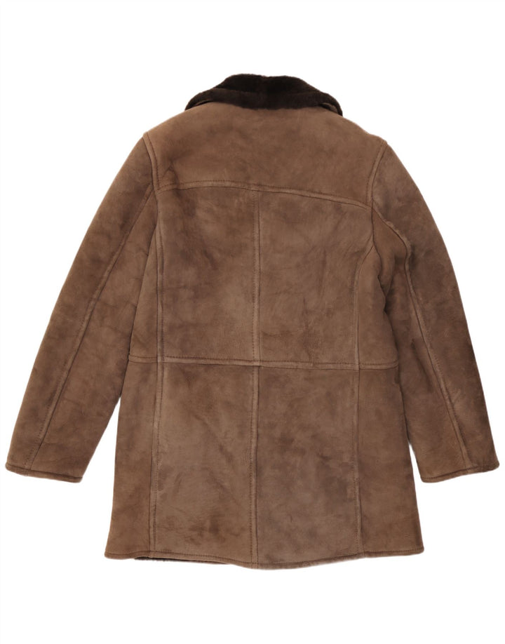 Scout Mens Shearling Double Breasted Coat UK 38 Medium Brown Shearling