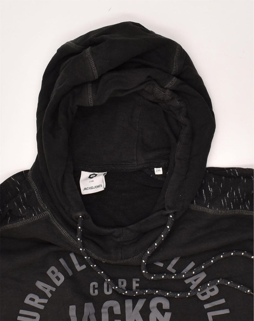 JACK & JONES Mens Graphic Hoodie Jumper 2XL Black Cotton | Vintage Jack & Jones | Thrift | Second-Hand Jack & Jones | Used Clothing | Messina Hembry 