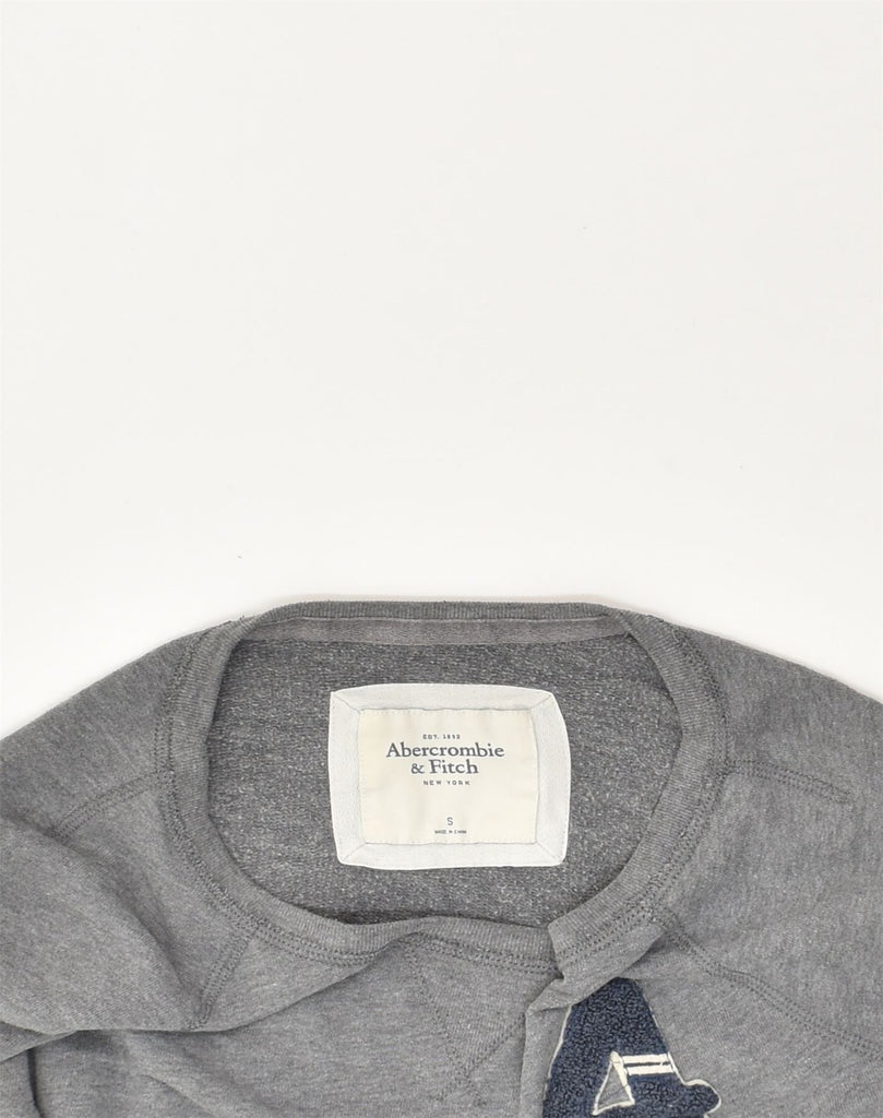 ABERCROMBIE & FITCH Womens Crop Sweatshirt Jumper UK 10 Small Grey Cotton | Vintage Abercrombie & Fitch | Thrift | Second-Hand Abercrombie & Fitch | Used Clothing | Messina Hembry 