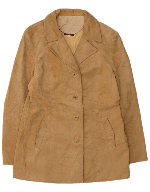 Conbipel Womens Suede Overcoat IT 50 XL Beige Leather