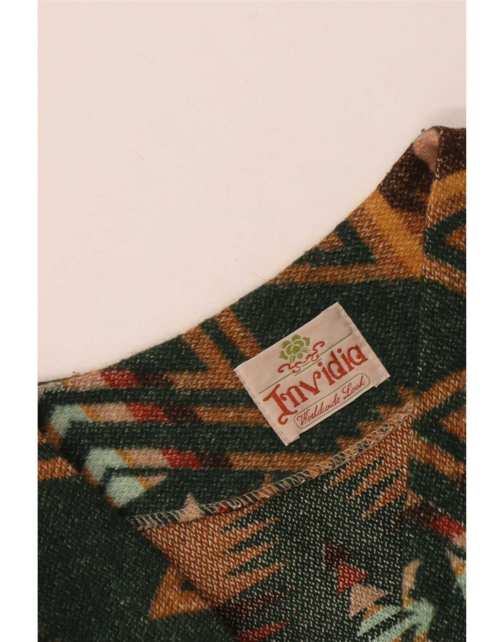 Vintage Mens Waistcoat XL Green Geometric Aztec