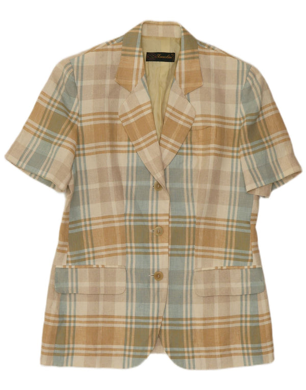 Lanolini Womens Short Sleeve Blazer Jacket IT 44 Medium Multicoloured Check