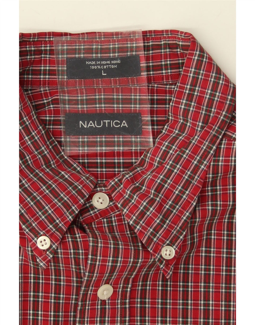 NAUTICA Mens Shirt Large Red Check Cotton Vintage Nautica and Second-Hand Nautica from Messina Hembry 