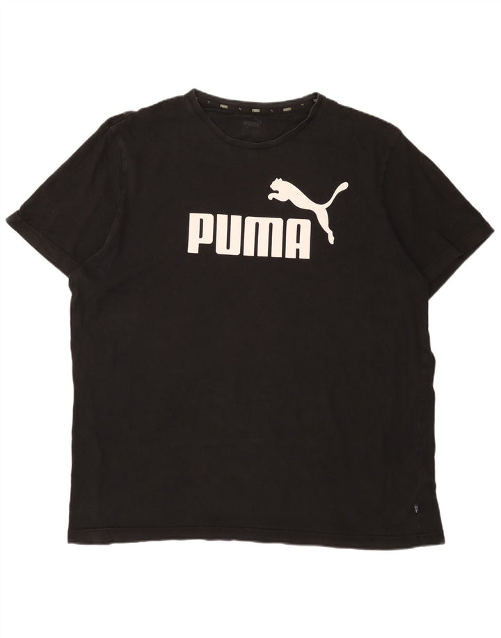 PUMA Mens Graphic T-Shirt Top 2XL Black Cotton