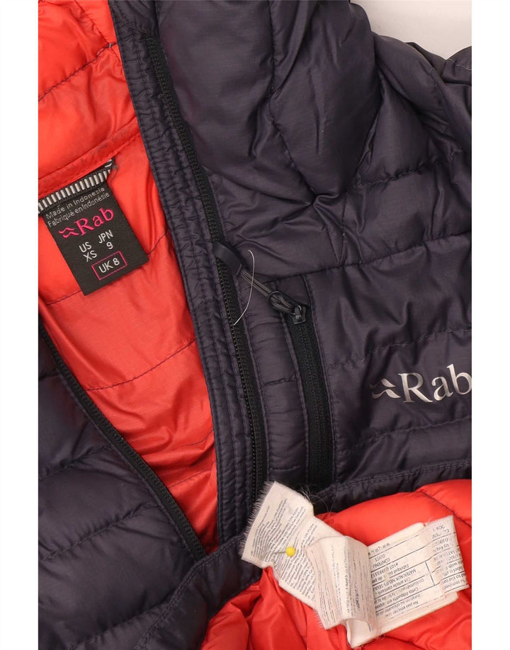 Rab Womens Hooded Padded Jacket UK 8 Small Navy Blue Polyamide