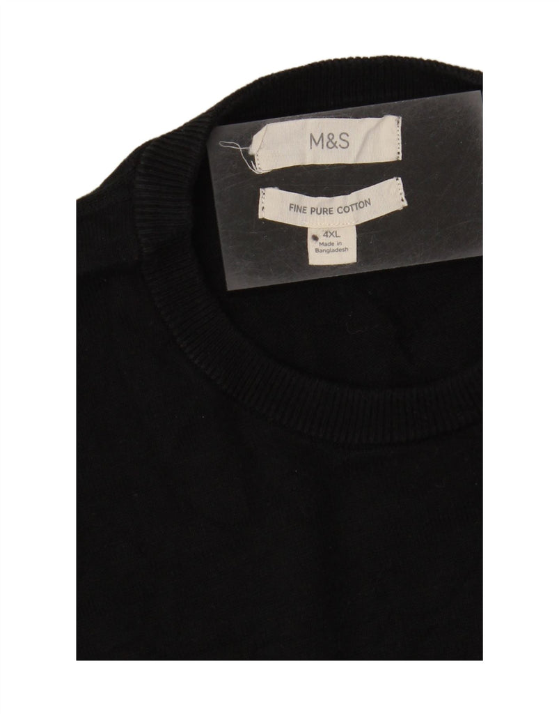 MARKS & SPENCER Mens Crew Neck Jumper Sweater 4XL Black Cotton Vintage Marks & Spencer and Second-Hand Marks & Spencer from Messina Hembry 